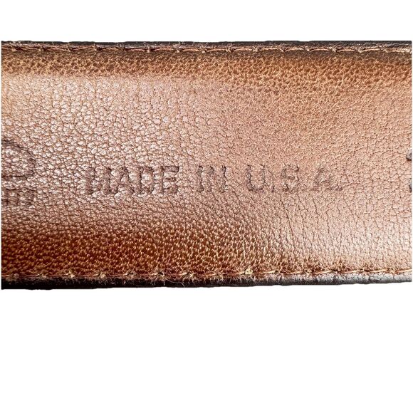 Chaucer Belt Glove Leather Dress Mens Sz 34 Brown Silver Buckle 1" Wide USA VTG - Picture 12 of 12